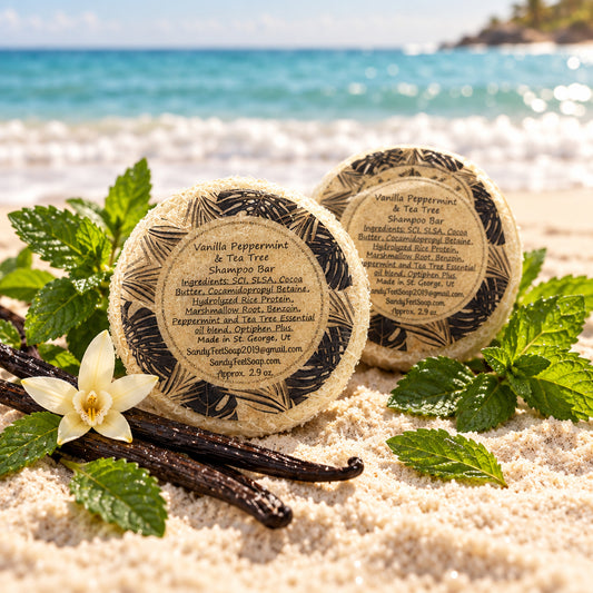Peppermint,Tea Tree,  Vanilla Shampoo Bar